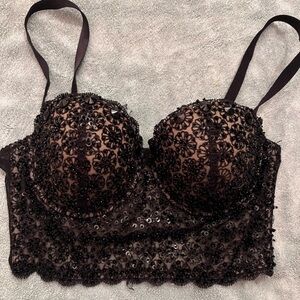 Sparkly black push up crop top